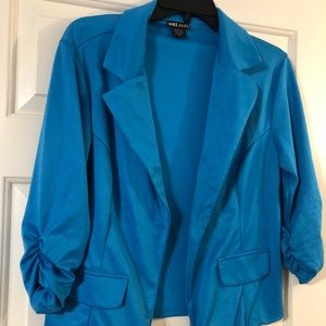 Turquoise blazer with ruched sleeves size xl